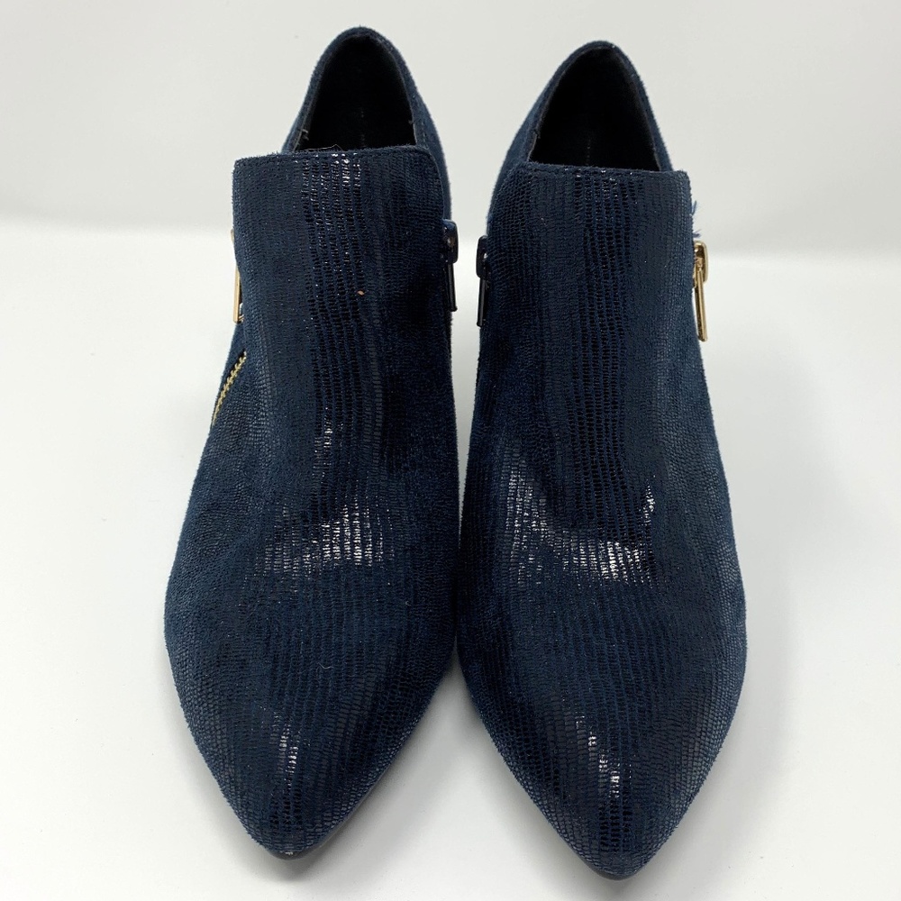 Bellini Navy Blue Shiny Heeled Booties Size 9